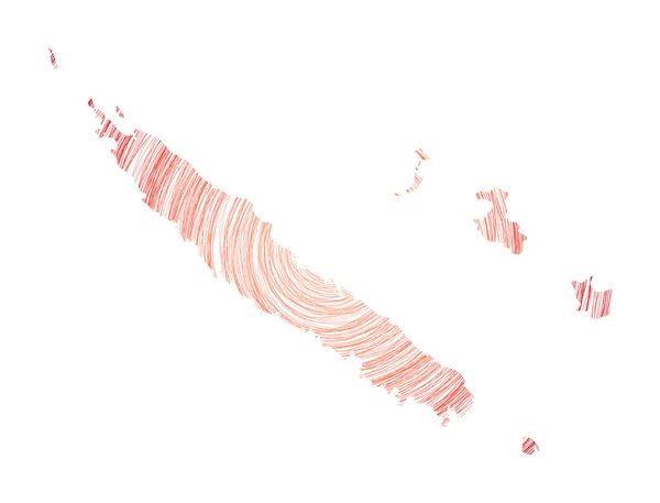 Ülke şeklinde eşmerkezli dairelerle dolu yeni Kaledonya haritası — Stok Vektör