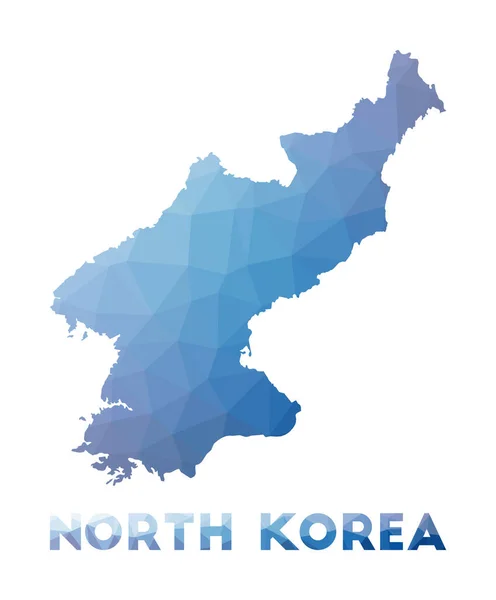 Carte poly basse de Corée du Nord Illustration géométrique du pays Carte polygonale de Corée du Nord — Image vectorielle