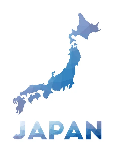 Alacsony poly map of Japan Az ország geometriai illusztrációja Japán poligonális térkép Technológia — Stock Vector