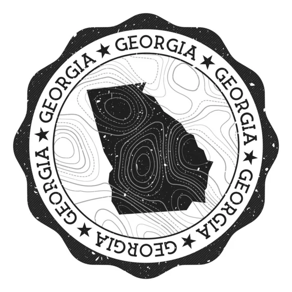 Georgia outdoor stamp Round sticker with map of us state with topographic isolines Vector — Stockový vektor