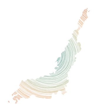 Eşmerkezli dairelerle dolu Lembeh haritası Ada Vektörü biçiminde çizim biçimi çemberleri