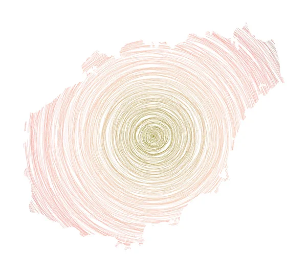 Hainan χάρτης γεμάτος με ομόκεντρους κύκλους Sketch στυλ κύκλους σε σχήμα του νησιού Διάνυσμα — Διανυσματικό Αρχείο