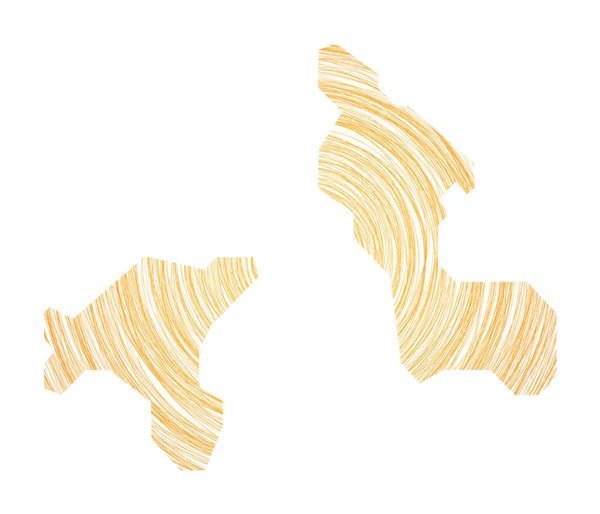 Mappa di Cooper Island piena di cerchi concentrici Cerchi in stile schizzo a forma di isola — Vettoriale Stock