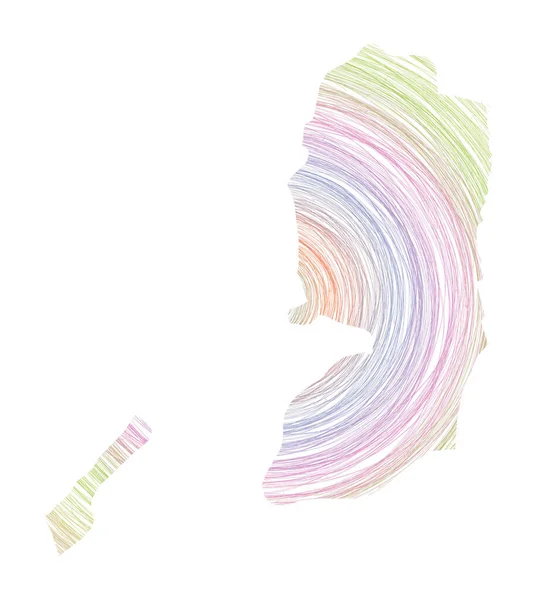 Palestine map filled with concentric circles Sketch style circles in shape of the country Vector — Stockový vektor