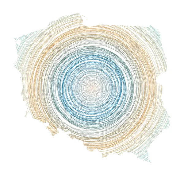 Poland map filled with concentric circles Sketch style circles in shape of the country Vector — 스톡 벡터