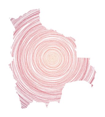 Ülke Vektörü biçiminde eşmerkezli dairelerle dolu Bolivya haritası