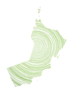 Eş merkezli dairelerle dolu Umman haritası Ülke Vektörü şeklinde çizim biçimi çemberleri