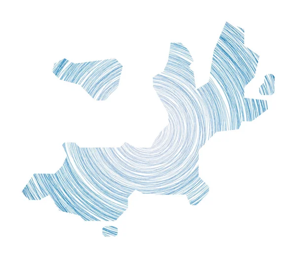 TerredeHaut Island map filled with concentric circles Sketch style circles in shape of the — стоковий вектор