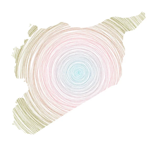 Syria map filled with concentric circles Sketch style circles in shape of the country Vector — 스톡 벡터