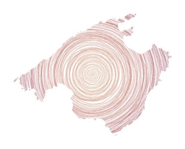 Mayorka haritası eşmerkezli dairelerle dolu ada vektörü şeklinde çizim biçimi çemberleri