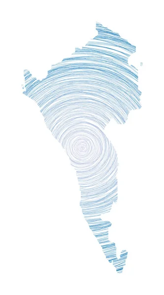 科伦岛的地图，上面布满了同心圆和素描风格的圆圈，形成了岛屿矢量的形状 — 图库矢量图片