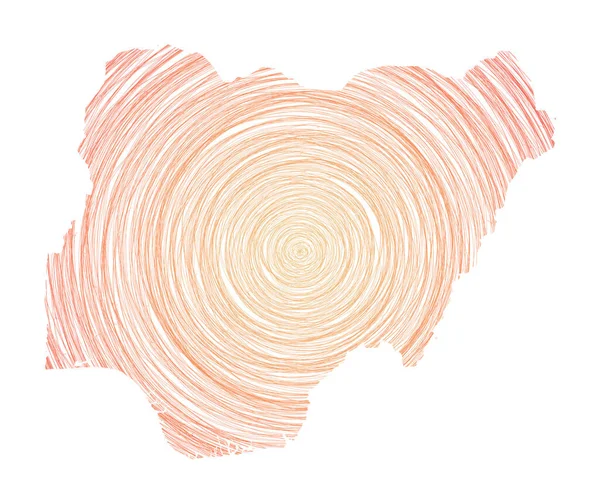 Νιγηρία χάρτης γεμάτος με ομόκεντρους κύκλους Σκίτσο στυλ κύκλους σε σχήμα της χώρας Διάνυσμα — Διανυσματικό Αρχείο