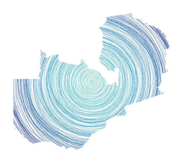 Sambia kartta täynnä samankeskiset ympyrät Piirrä tyyli piireissä muoto maan Vektori — vektorikuva
