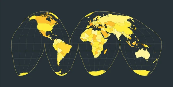 World Map Goodes interrupted homolosine projection Futuristic world illustration for your — Stock Vector