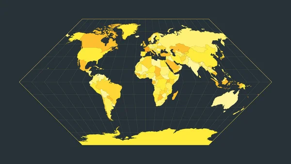Världskarta Eckert Projektion Futuristiska Världen Illustration För Din Infographic Ljusgula — Stock vektor
