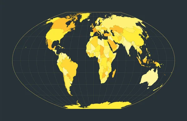 Mapa Mundo Mcbryde Thomas Projeção Área Igual Pseudocilíndrica Quartic Plana —  Vetores de Stock