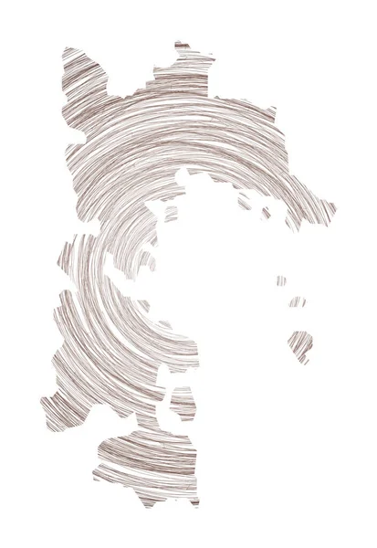 Mappa Patmos Piena Cerchi Concentrici Cerchi Stile Schizzo Forma Dell — Vettoriale Stock