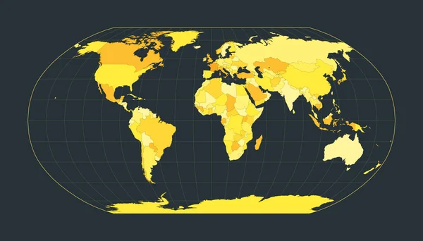 Světová Mapa Robinsonova Projekce Futuristická Ukázka Světa Pro Vaši Infografii — Stockový vektor