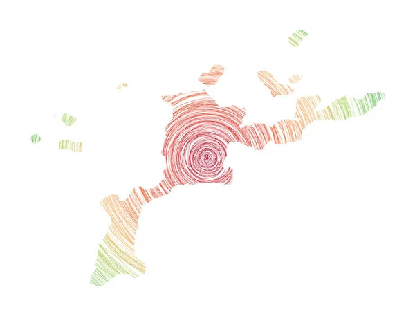 Mapa Virgin Gorda Lleno Círculos Concéntricos Bosquejo Círculos Estilo Forma — Archivo Imágenes Vectoriales