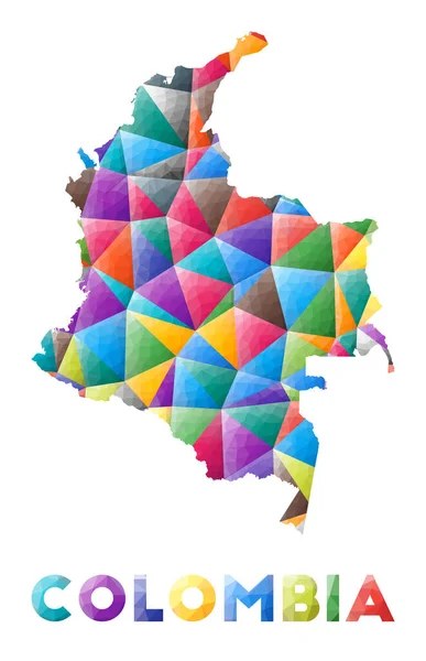 Colombia Colorida Forma País Polivinílico Bajo Triángulos Geométricos Multicolores Diseño — Archivo Imágenes Vectoriales