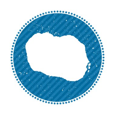 Rarotonga striped retro travel sticker. Badge with map of island, vector illustration. Can be used as insignia, logotype, label, sticker or badge of the Rarotonga.