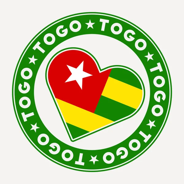 Togo Herz Flagge Abzeichen Aus Togo Mit Love Logo Unterstützen — Stockvektor