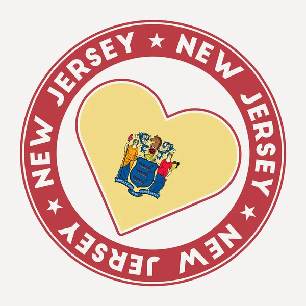 New Jersey Heart Flag Badge New Jersey Love Logo Support — Vettoriale Stock
