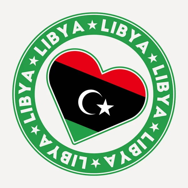 Libya Heart Flag Badge Libya Love Logo Support Country Flag — Archivo Imágenes Vectoriales