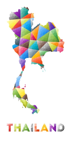 Thailand Färgstark Låg Poly Country Form Multikolor Geometriska Trianglar Modern — Stock vektor