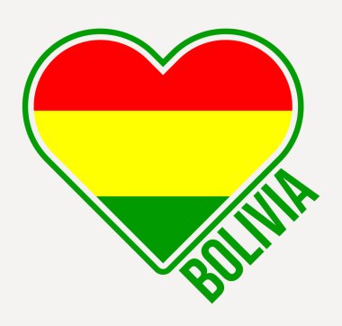Bolivya kalp rozeti. Bolivya logosundan Aşk ile yapıldı. Kırsal kalp şekli bayrakları. Vektör illüstrasyonu.