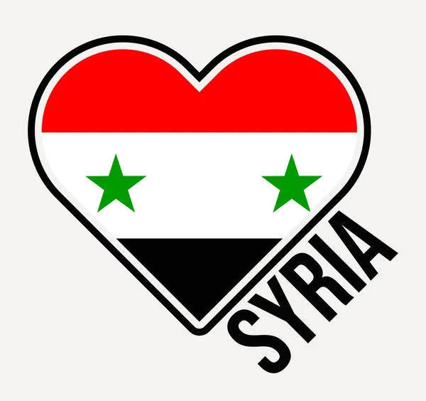 Syrský Odznak Made Love Syria Logo Vlajka Venkovského Tvaru Srdce — Stockový vektor