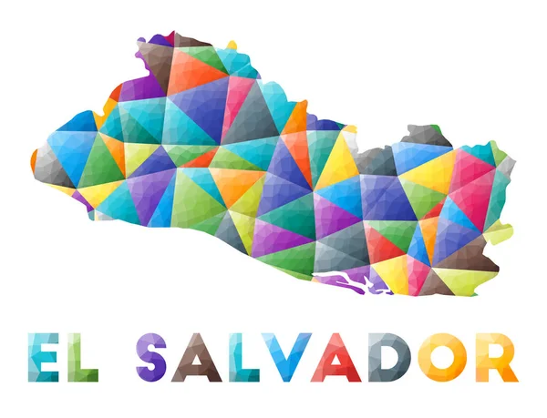 Köztársaság Salvador Színes Alacsony Poly Ország Alakja Többszínű Geometriai Háromszögek — Stock Vector