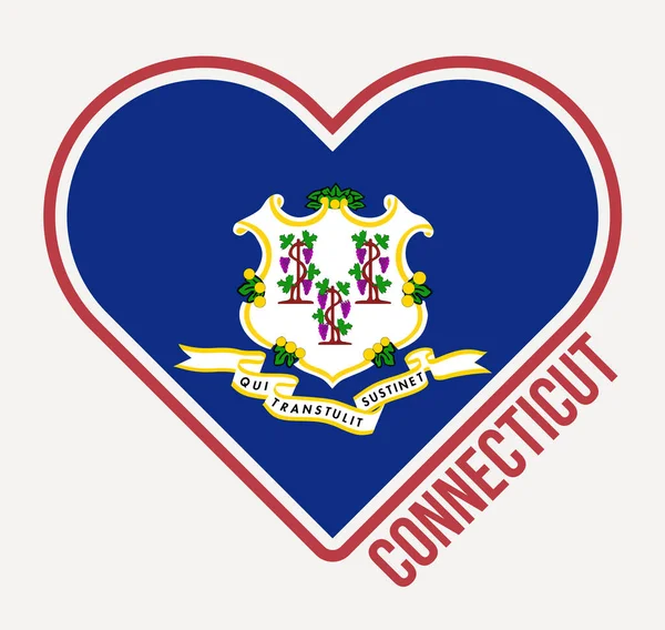 Bandiera Del Cuore Del Connecticut Realizzato Con Amore Dal Logo — Vettoriale Stock