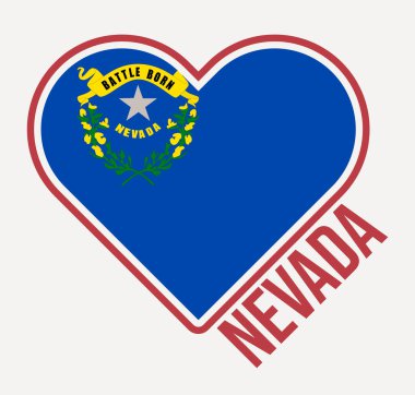 Nevada heart flag badge. Made with Love from Nevada logo. Flag of the us state heart shape. Vector illustration.