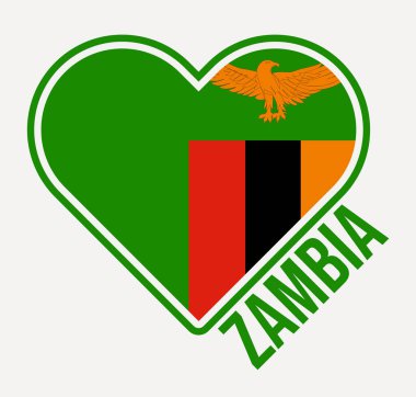 Zambia heart flag badge. Made with Love from Zambia logo. Flag of the country heart shape. Vector illustration.