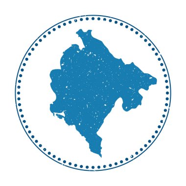 Karadağ çıkartması. Ülke haritası ve vektör illüstrasyonuyla seyahat et. Karadağ 'ın amblemi, amblemi, etiketi, çıkartması veya rozeti olarak kullanılabilir.