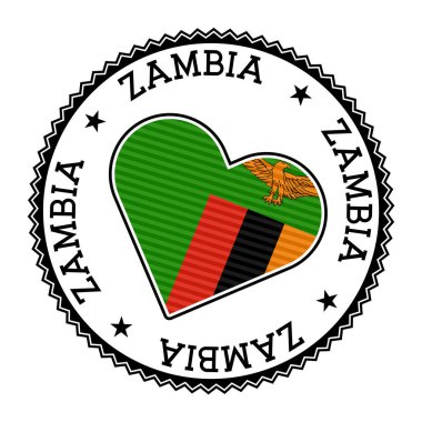 Zambiya kalp rozeti. Zambiya 'nın vektör logosu Vektör illüstrasyonunu cezbediyor.