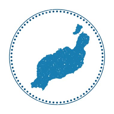 Lanzarote çıkartması. Adanın haritası ve vektör illüstrasyonuyla seyahat et. Lanzarote 'nin amblemi, amblemi, etiketi, çıkartması veya rozeti olarak kullanılabilir..