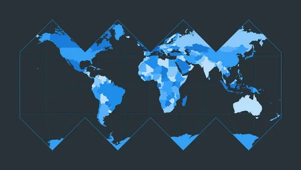 Wereldkaart Healpix Projectie Futuristische Wereld Illustratie Voor Infographic Mooi Blauw — Stockvector