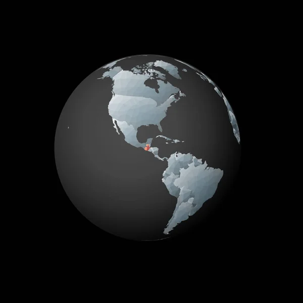 Низкий Земной Шар Центром Гватемале Красная Многоугольная Страна Планете Вид — стоковый вектор
