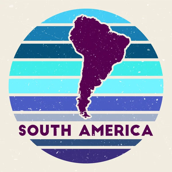 Логотип Южной Америки Знак Картой Континента Цветными Полосами Векторная Иллюстрация — стоковый вектор