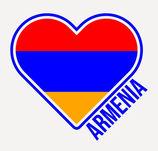 Armeniens Hjärtflaggsbricka Tillverkad Med Kärlek Från Armenien Logotyp Landets Flagga — Stock vektor