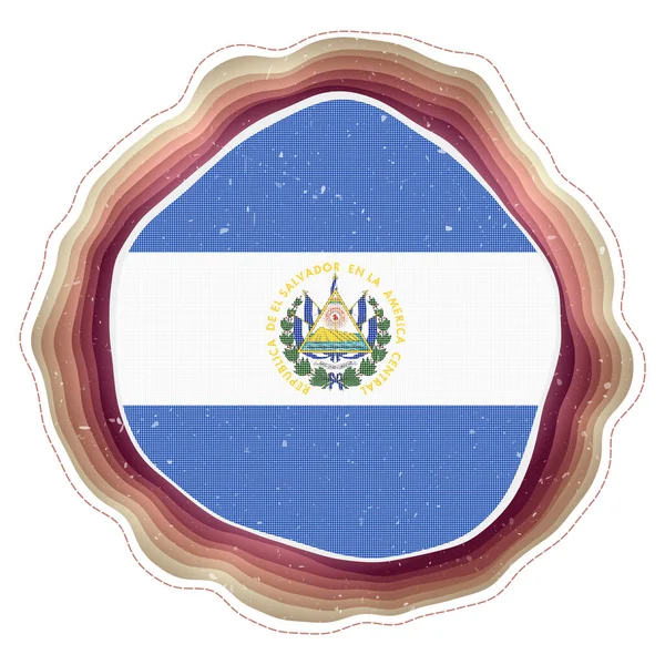 Republic Salvador Flag Frame Badge Country Layered Circular Sign Republic — Stock Vector