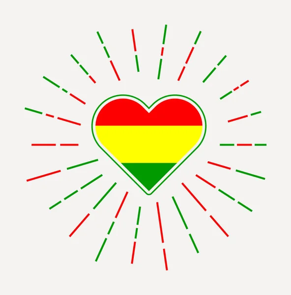 Coração Bolívia Com Bandeira País Sunburst Torno Sinal Coração Bolívia —  Vetores de Stock
