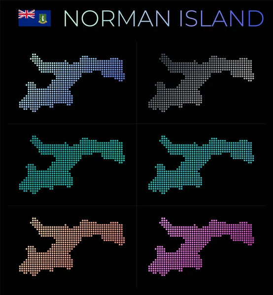 Norman Island Conjunto Mapas Punteados Mapa Norman Estilo Punteado Fronteras — Vector de stock