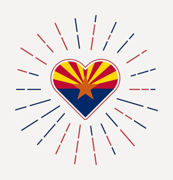 Arizona Heart Flag State Sunburst Arizona Heart Sign Vector Illustration — Stock Vector