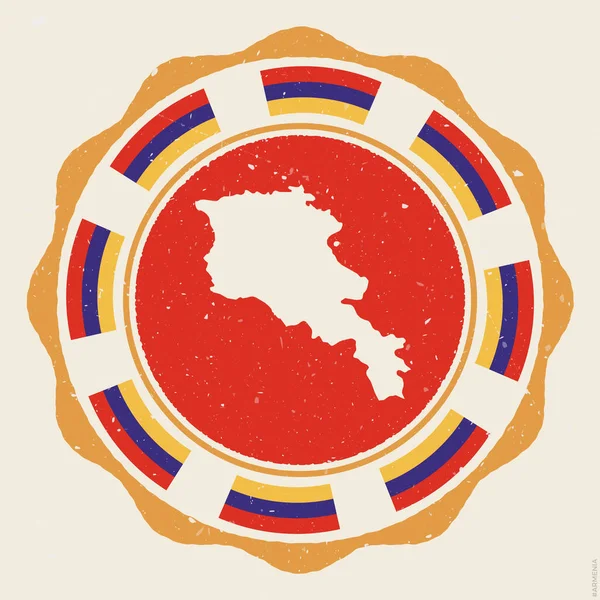亚美尼亚古老的标志 带有亚美尼亚地图和国旗的Grunge Round标志 真实的矢量说明 — 图库矢量图片
