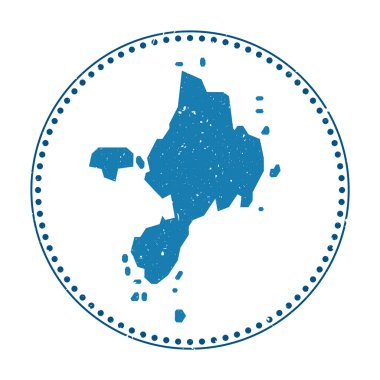 Sark çıkartması. Adanın haritası ve vektör illüstrasyonuyla seyahat et. Sark 'ın amblemi, amblemi, etiketi, çıkartması veya rozeti olarak kullanılabilir..