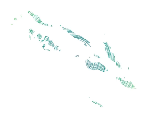 Mapa Las Islas Salomón Lleno Círculos Concéntricos Bosquejo Círculos Estilo — Archivo Imágenes Vectoriales