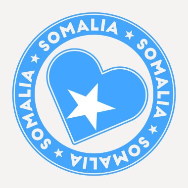 Somali kalp rozeti. Aşk logolu Somali 'den. Ülke bayrağını destekleyin. Vektör illüstrasyonu.